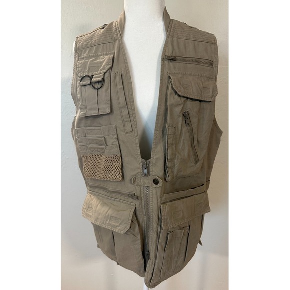 Vintage Banana Republic Vest Mens XS‎ Beige Safari Photo Cargo Vented Hike